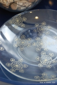 Christmas themed cookie platter upcycle with snow flake design.